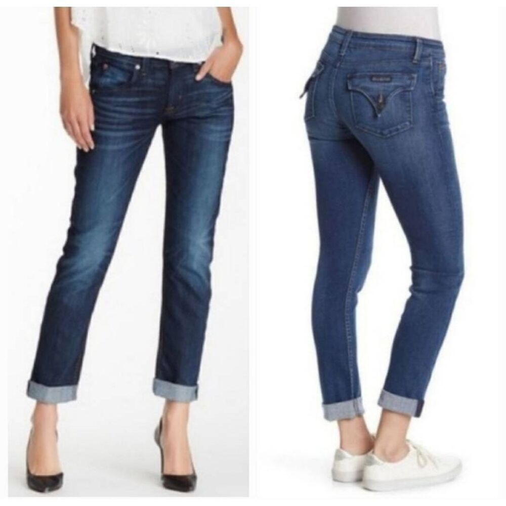 🐞Anthropologie Hudson Blue Bacara Straight Flood Cuffed Denim Jeans Size 14/32